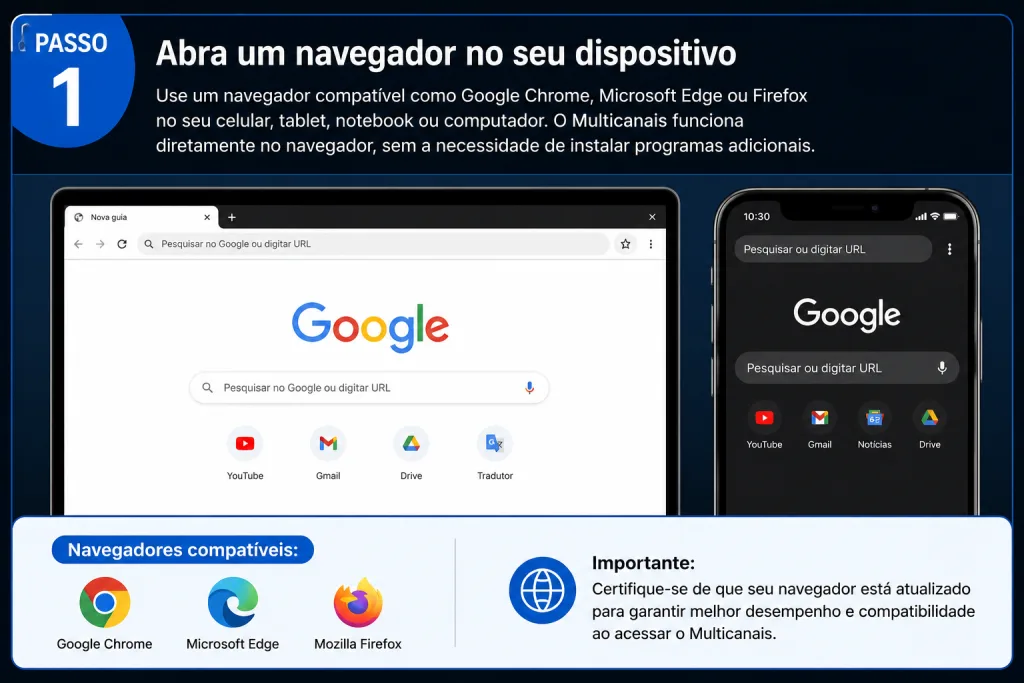 Passo 1 Abra um navegador