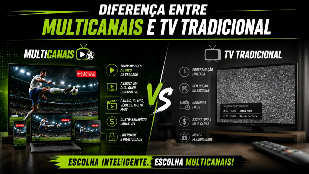 Diferença entre Multicanais e TV tradicional