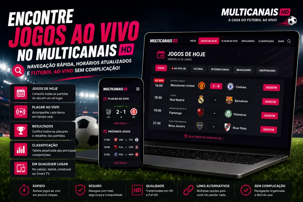 Como encontrar jogos ao vivo rapidamente no Multicanais