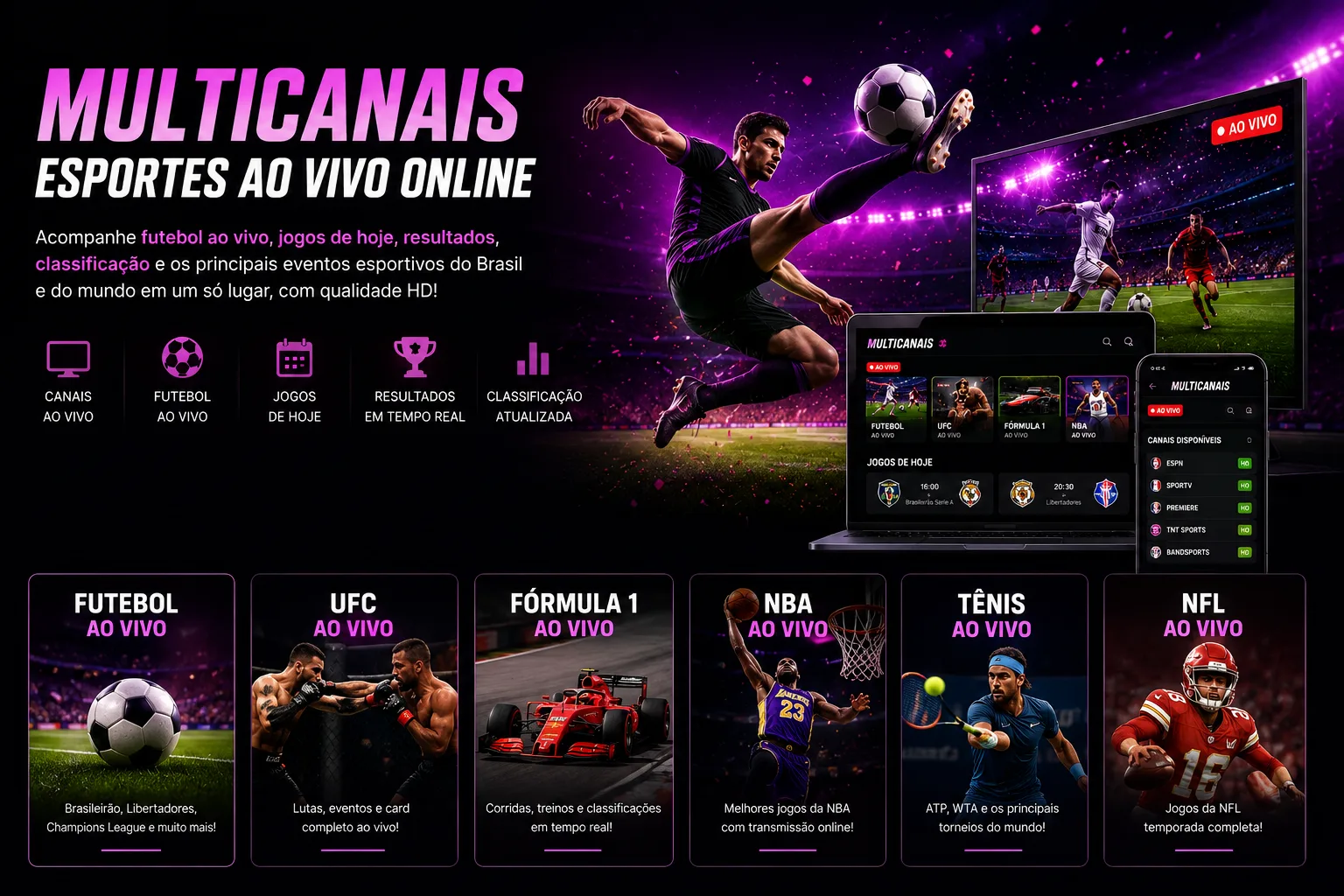 Multicanais Esportes Ao Vivo Online com futebol ao vivo, jogos de hoje, resultados e classificação atualizada